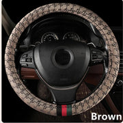 Designer Monogram Steering Wheel Cover With Classic Tricolor Stripe – 37–38 cm