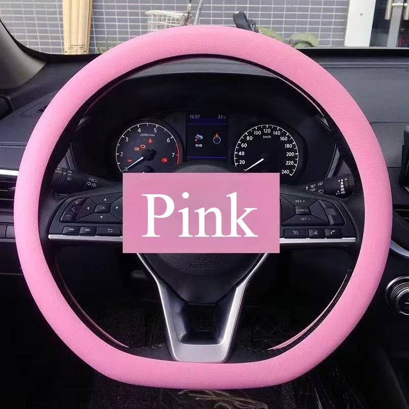 Universal Non-Slip Silicone Steering Wheel Cover – 38 cm