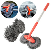 Three-Section Telescoping Car Wash Mop with Double Brush Head