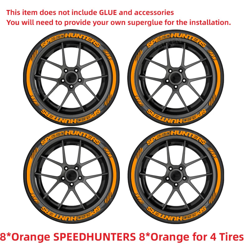Orange Racing-Style 3D Tire Letter Decal Set