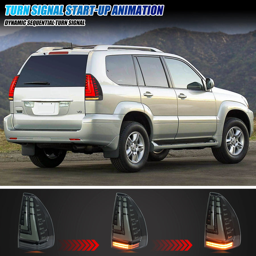 Lexus GX470 Sequential LED Tail Light Pair – 2003–2009 Gray