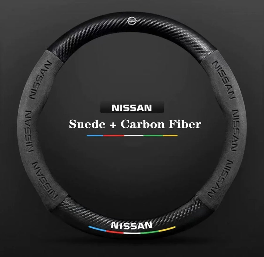 Carbon-Fiber-Style Steering Wheel Cover for Nissan – 37–38 cm