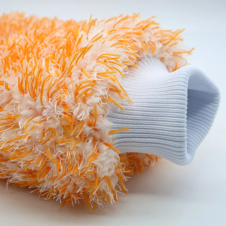 Orange Dual-Sided Microfiber & Chenille Car Wash Mitt