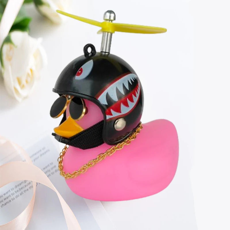 Helmeted Yellow Duck Car Ornament
