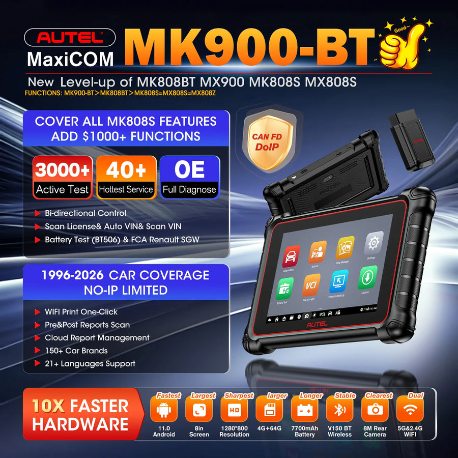 Autel MaxiCOM MK900BT Bidirectional OBD2 Scanner with 40+ Services