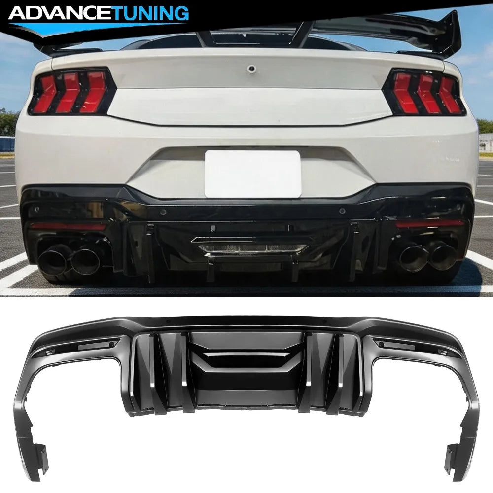 Gloss Black Competition-Style Rear Diffuser for 2024–2026 Ford Mustang
