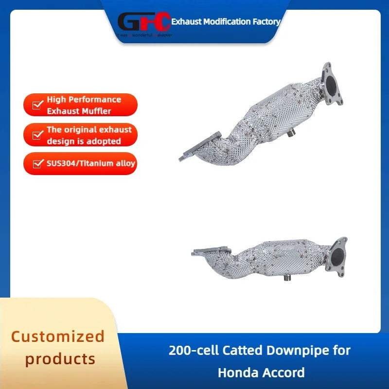304 Stainless Steel 200-Cell Catted Downpipe for Honda Accord 2018-2022