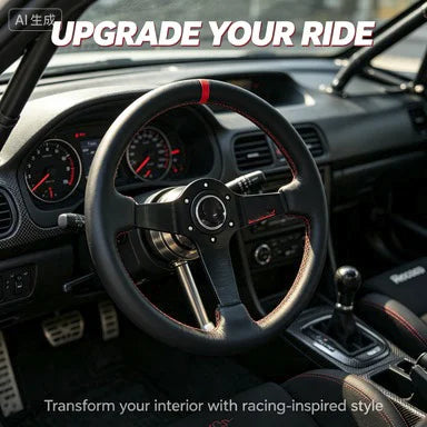 350 mm Deep-Dish Racing Steering Wheel – Red, Yellow or White