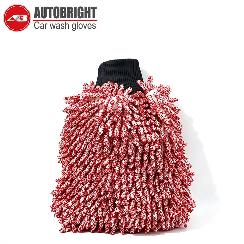 Red Double-Sided Chenille Car Wash Mitt, 26 x 20 cm