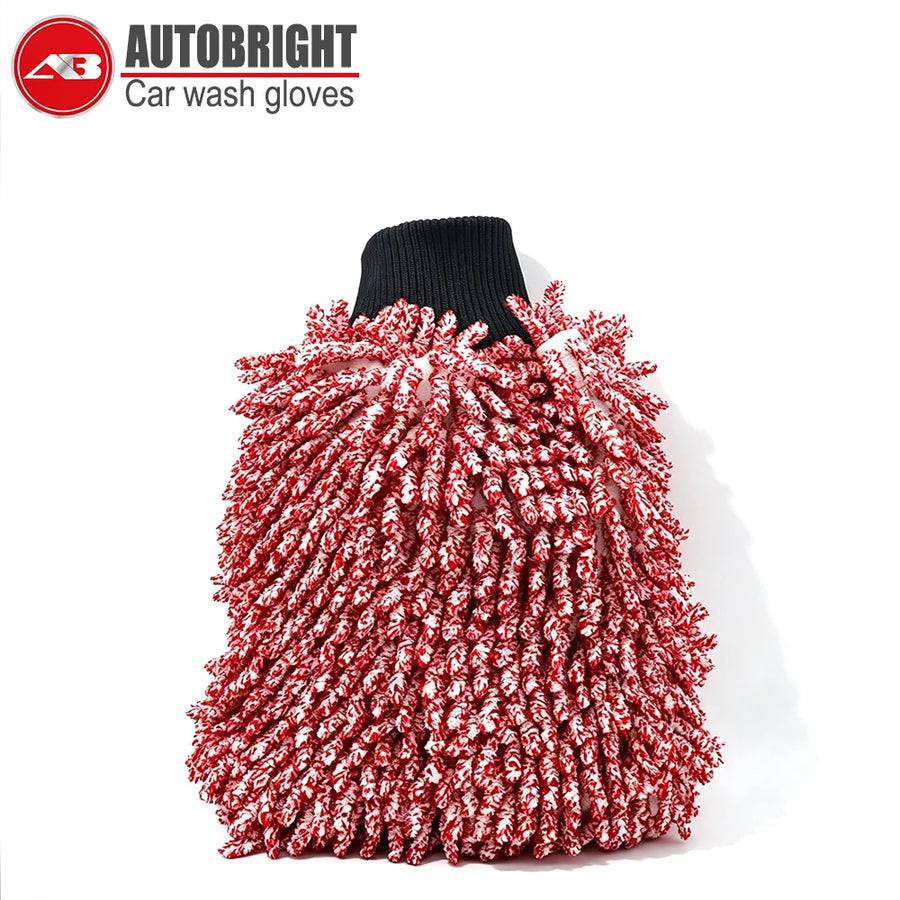 Red Double-Sided Chenille Car Wash Mitt, 26 x 20 cm