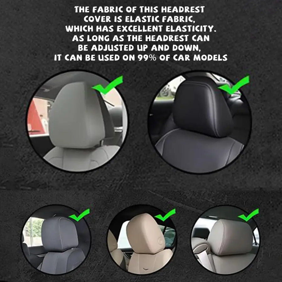 2-Piece Black Scary Face Car Headrest Covers – Breathable Elastic Protectors