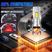 2-Piece H4/H7/H11 LED Headlight Bulb – 6000K, CANBUS, Compact