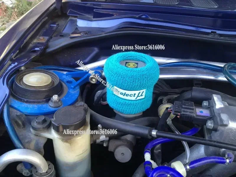 1-Piece JDM-Style Brake or Clutch Fluid Reservoir Cap Sock – Blue, Red or Black