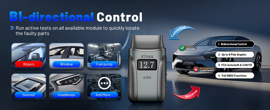 XTOOL A30M V2.0 Bidirectional OBD2 Scanner with 26 Service Functions