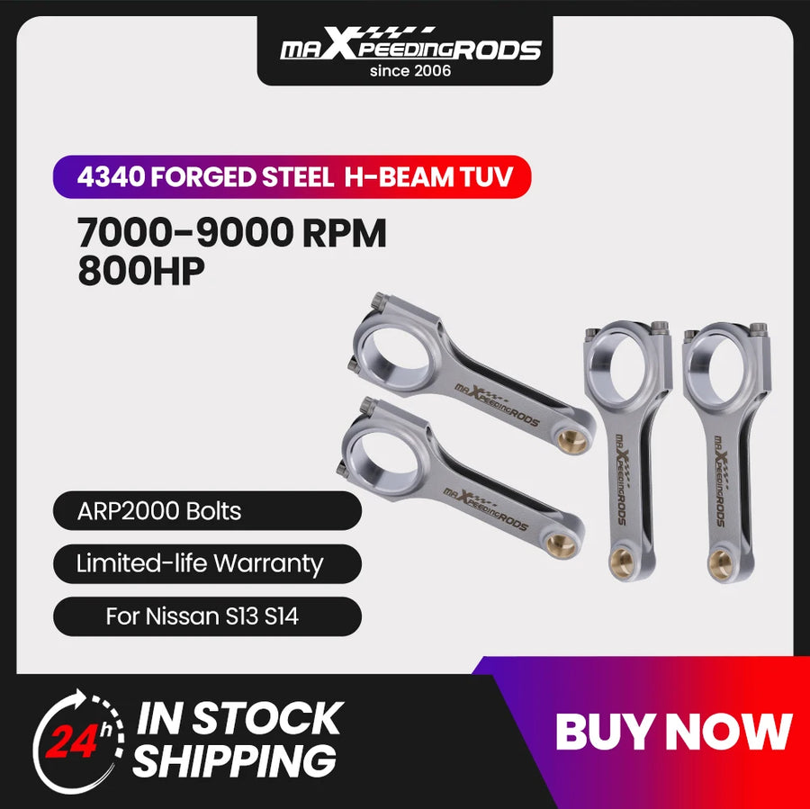 4340 H-Beam Connecting Rod Set for Nissan SR20 Engines
