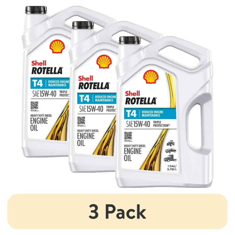 Shell Rotella T4 Triple Protection 15W-40 Diesel Oil, 1 Gallon Case of 3