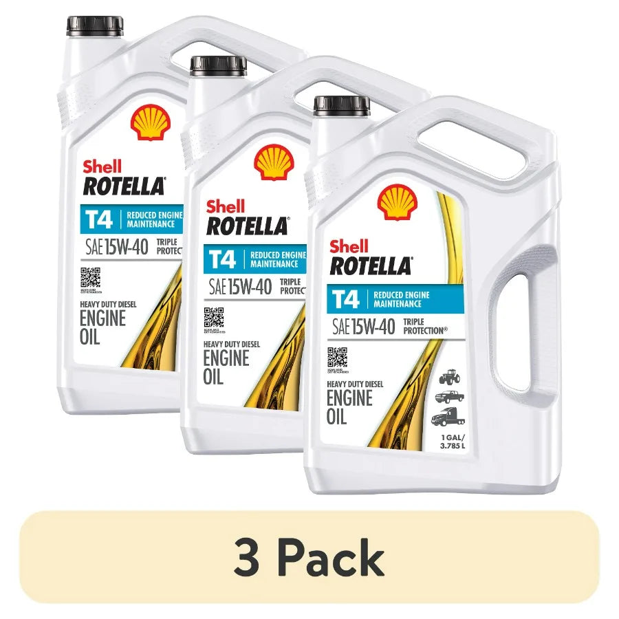 Shell Rotella T4 Triple Protection 15W-40 Diesel Oil, 1 Gallon Case of 3