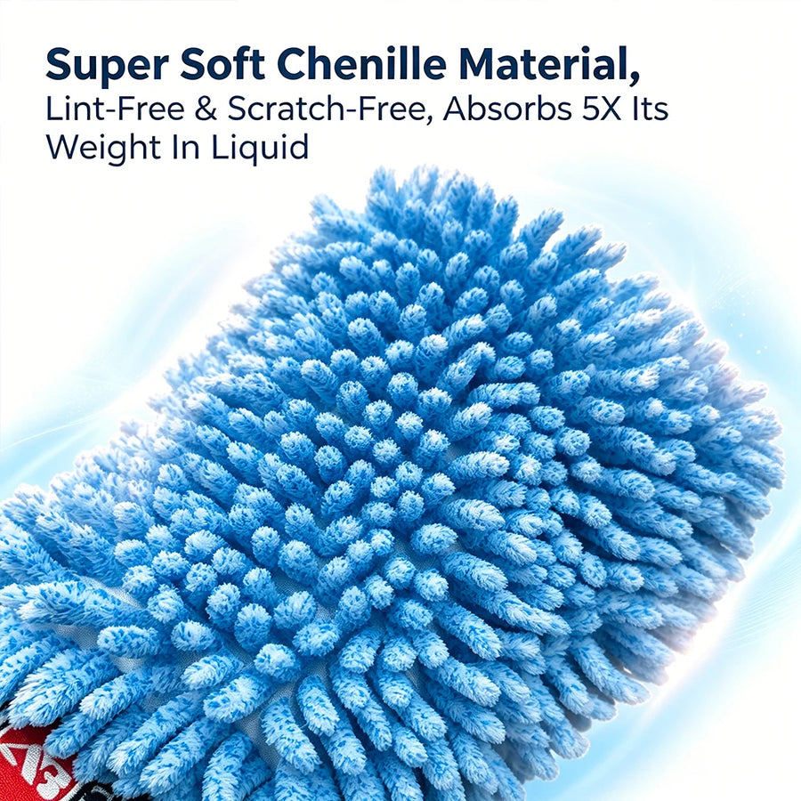 Chenille Microfiber Car Wash Mitts - 2-Pack, 29 x 19 cm