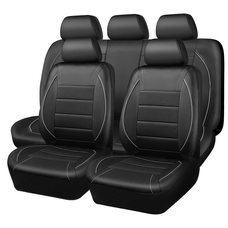 Universal 5-seat Leather-look Car Seat Cover and Cushion Set