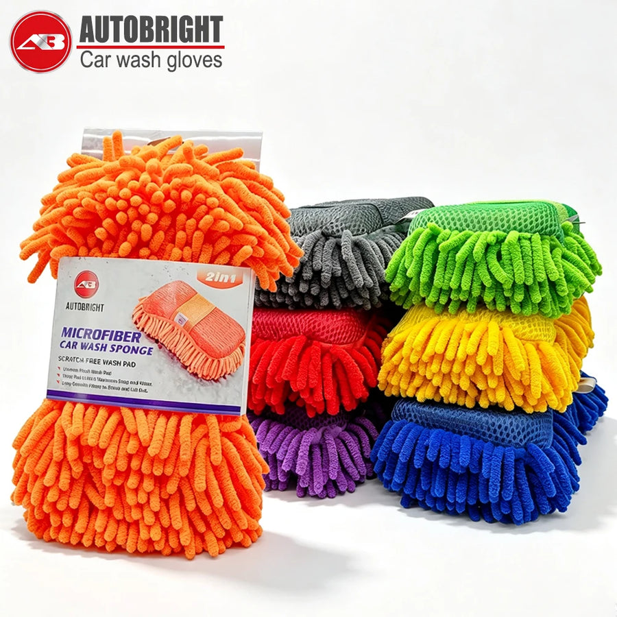 Chenille & Mesh Car Wash Mitts, 2-Pack