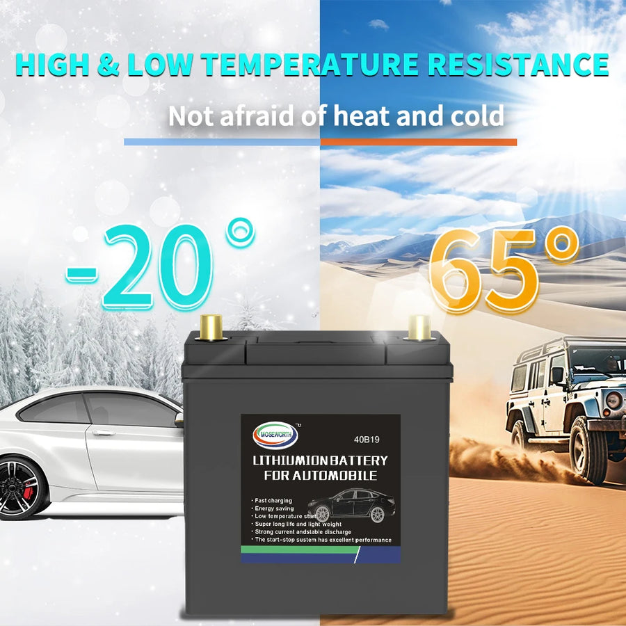 40B19 12.8V 20Ah LiFePO4 Automotive Battery - 680 CCA