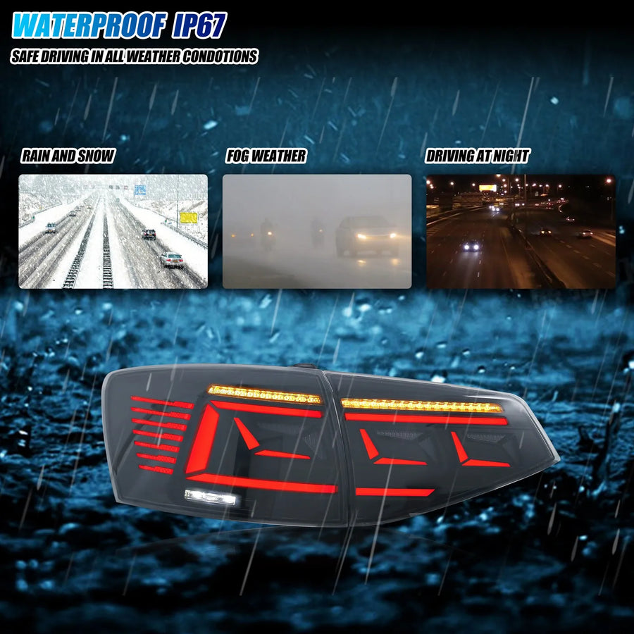 Volkswagen Jetta MK6 LED Tail Light Pair with Sequential Signals – 2015–2018
