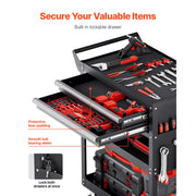 5-Tier Rolling Tool Cart with 2 Lockable Drawers and Pegboard