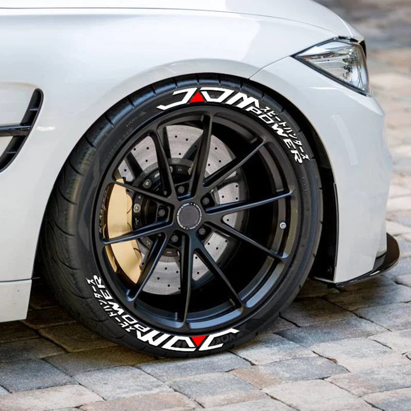8 Pieces for Four Tires Japanese Tire Letters Stickers Pvc 3D Thickened and Auto Waterproof Tire Decor Stickers