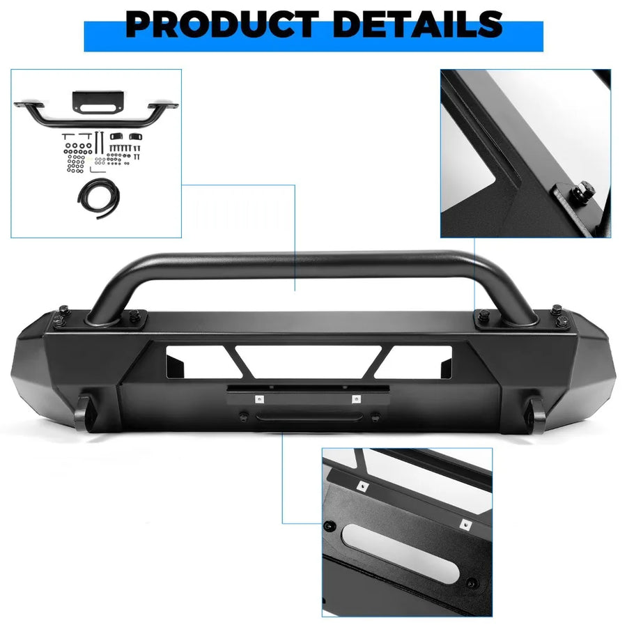 Steel Stubby Front Winch Bumper for 2016–2023 Toyota Tacoma