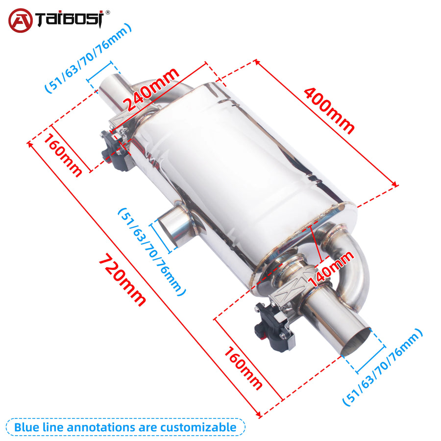 Car Catback Exhaust Muffler Electric Valve 1 Inlet 2 Outlet Universal 51 60 63 70 76MM Silence Cut Out for BMW Tool Diy