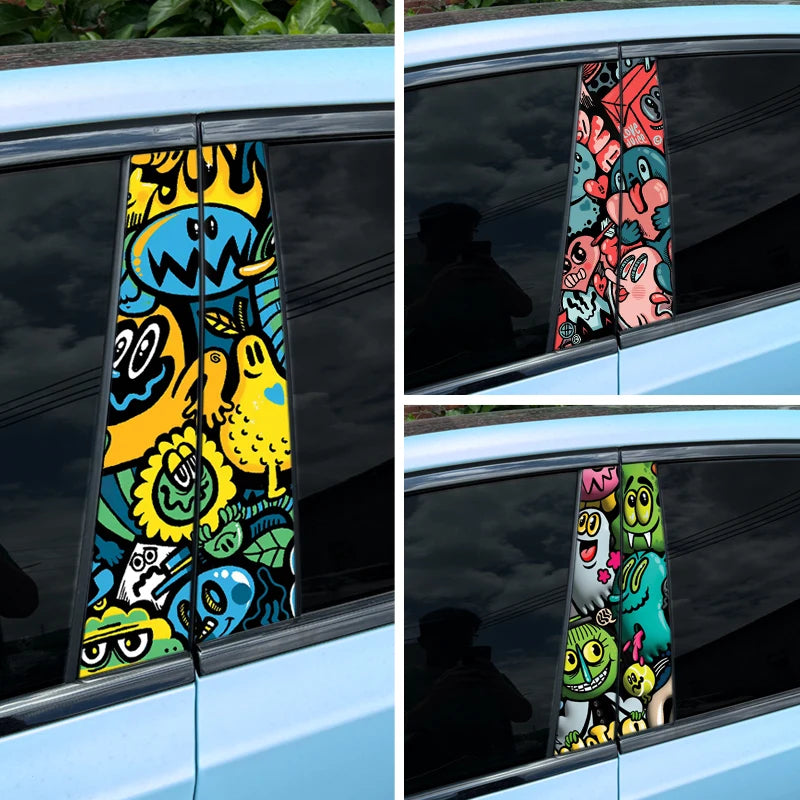 Dopamine Graffiti B-Pillar Car Decal – Waterproof Vinyl