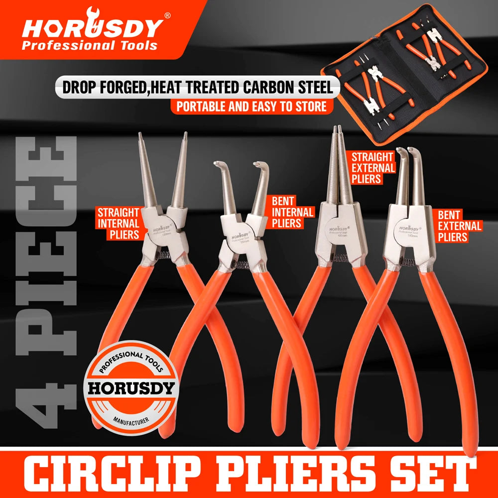 4-Piece 7-Inch Internal and External Snap Ring Pliers Set