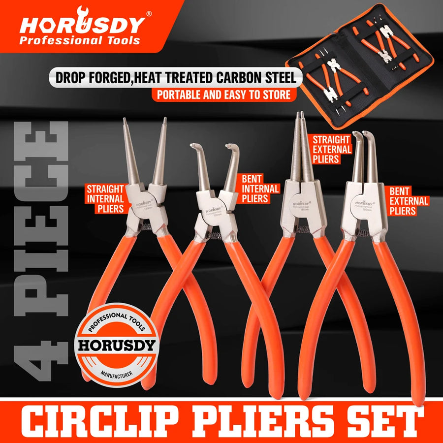 4-Piece 7-Inch Internal and External Snap Ring Pliers Set