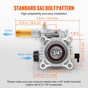3/4-Inch Shaft Pressure Washer Pump – 3,400 PSI, 2.5 GPM