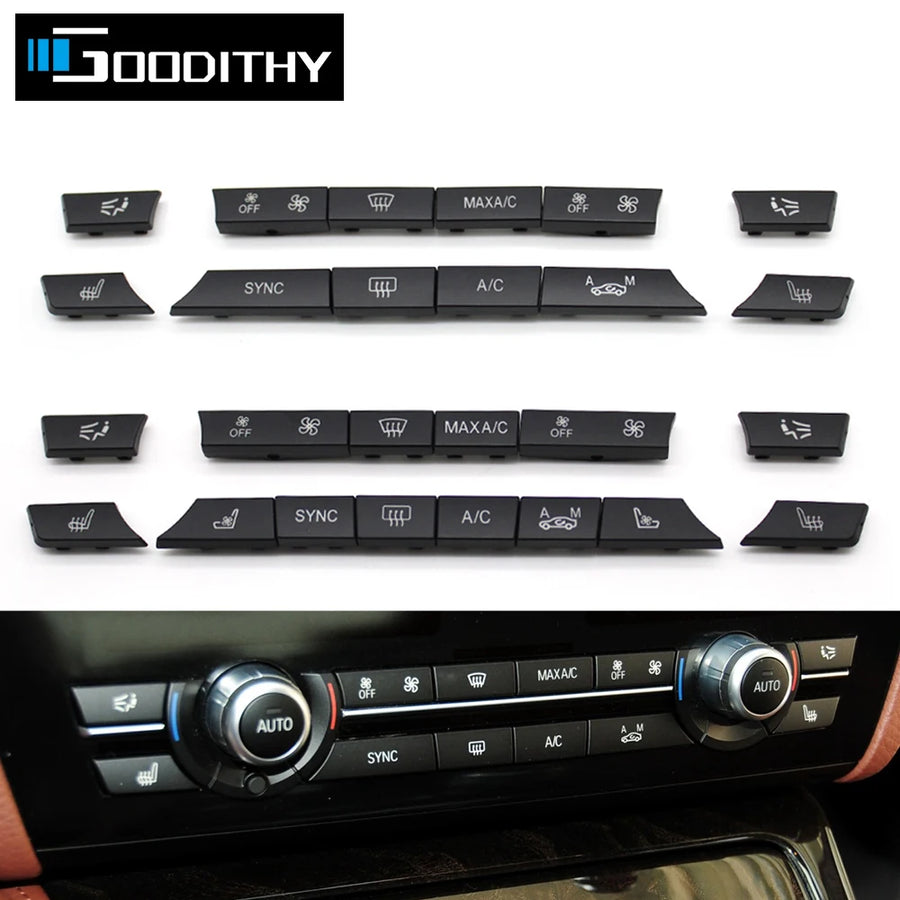 AC Heater Button 12/14-Piece Key Caps Repair Kit Switch Cover for BMW 5 6 7 Series