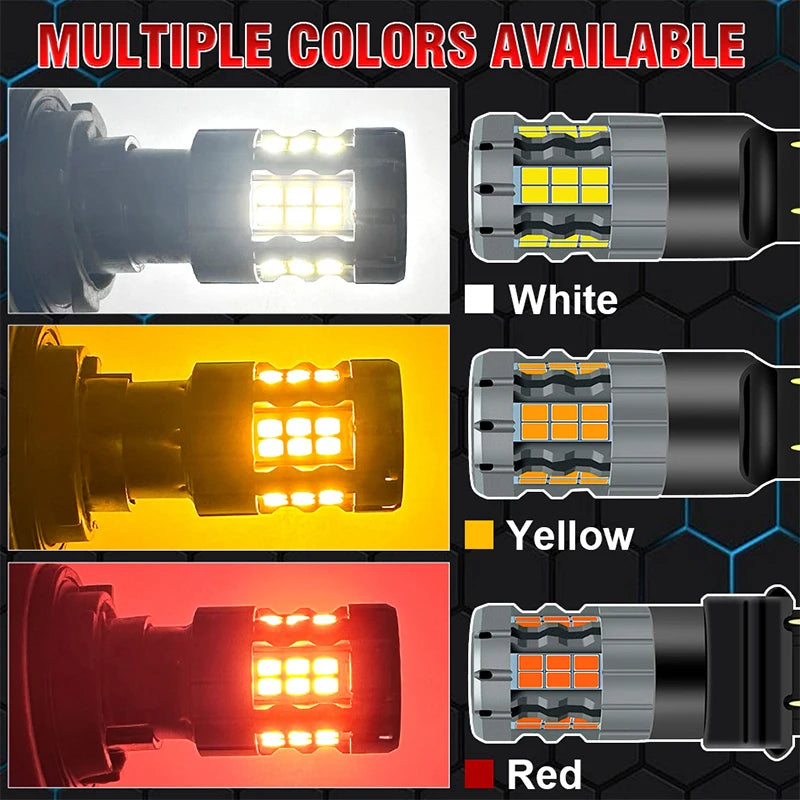 7440/7443/3157 LED Brake/Reverse Light Bulb – Yellow/Red/White, CANBUS