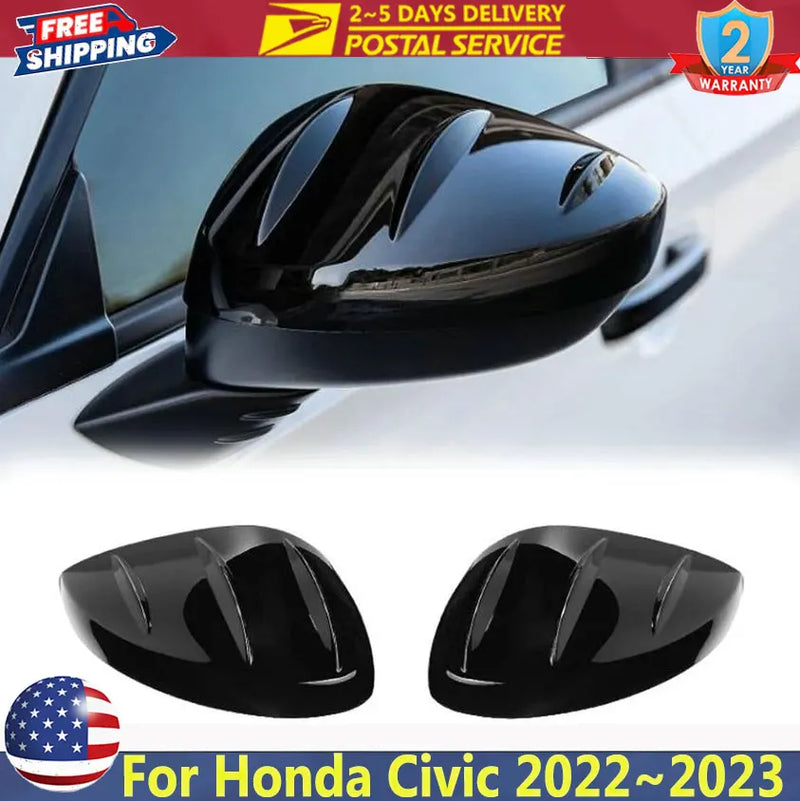 Gloss Black Side Mirror Cover Set for Honda Civic 2022-2023