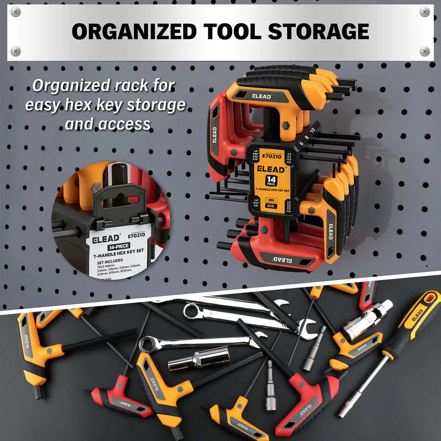 14-Piece T-Handle SAE and Metric Hex Key Set