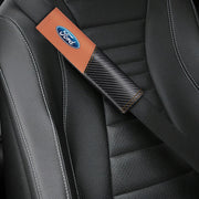 2-Piece Ford Logo Carbon-Pattern Seat Belt Shoulder Pads