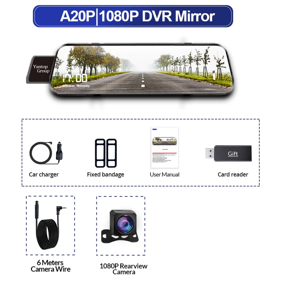 1080P Dual Mirror Dash Cam