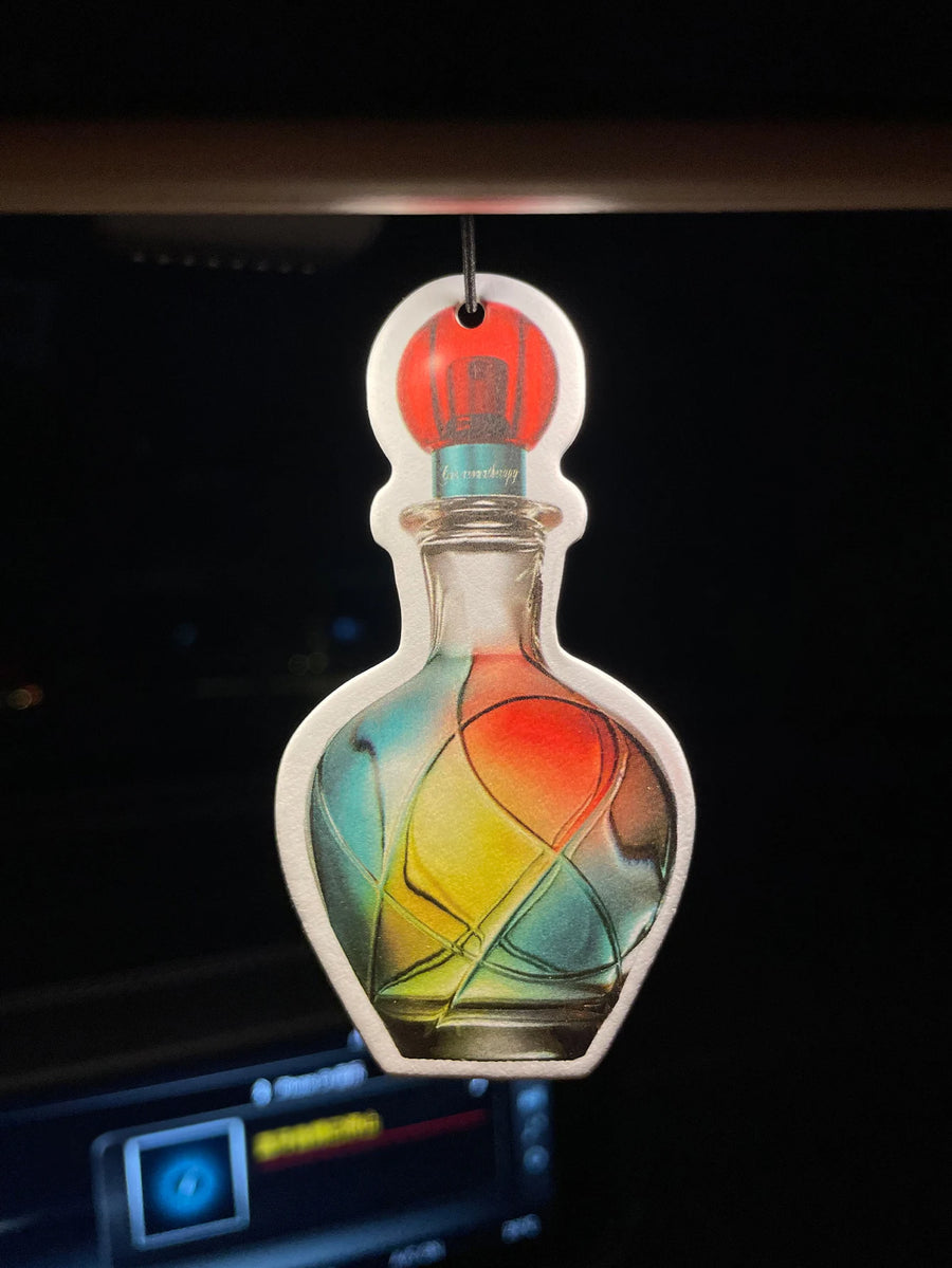 Colorful Rainbow Glass Perfume Bottle Hanging Car Air Freshener