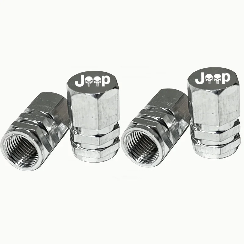 4-Piece Aluminum Tire Valve Cap Set for Jeep Models