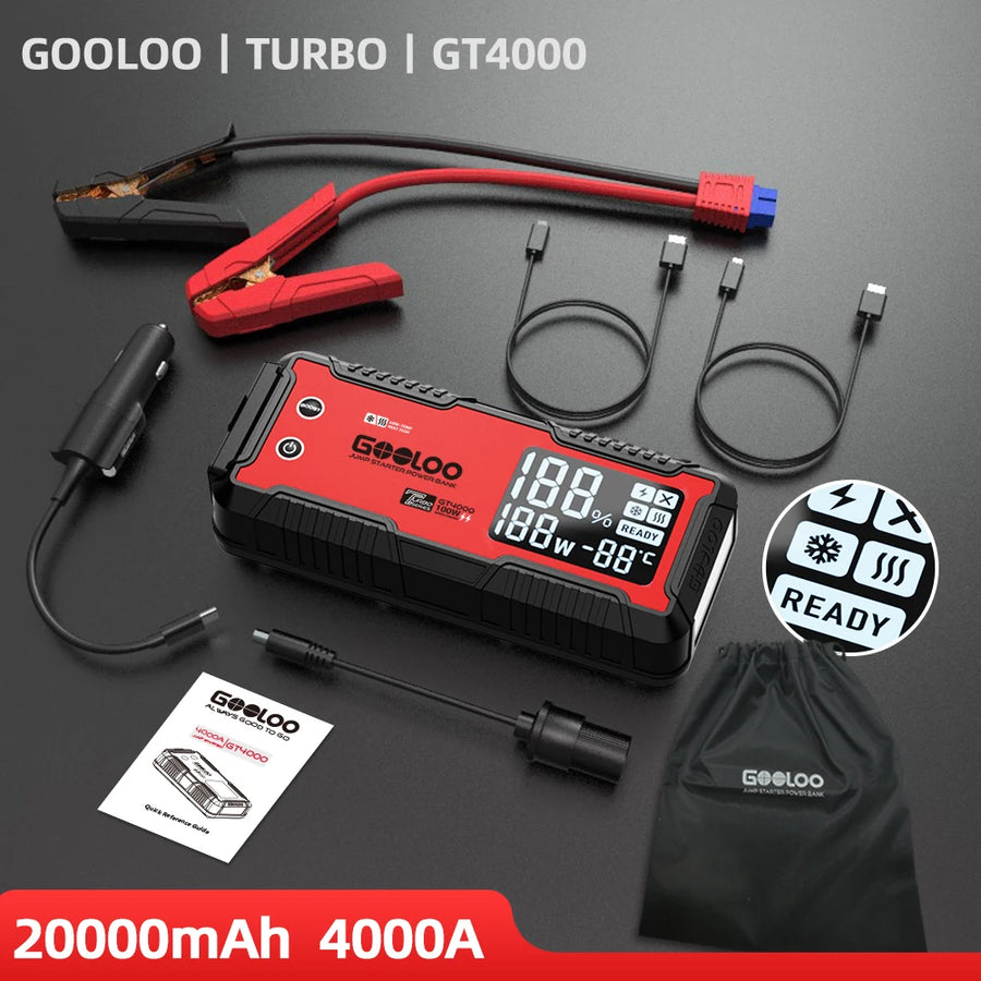 GT4000 4000A 12V Car Jump Starter with 100W USB-C Power Bank