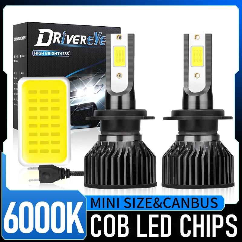 2-Piece H1/H3/H4/H7/H11/9005 LED Headlight Bulb – 6000K, High/Low Beam