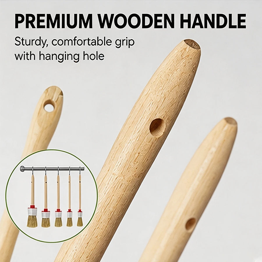 5-Piece Wooden Handle Boar Bristle Detailing Brush Set