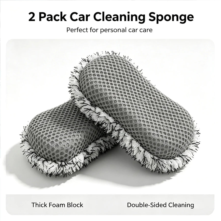 Dual-Sided Microfiber Car Wash Sponges - 24 x 12 x 5 cm