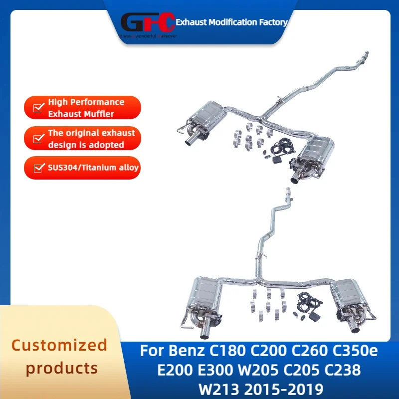 Valved Cat-Back Exhaust System for Mercedes-Benz C180/C200/C260/C350e & E200/E300
