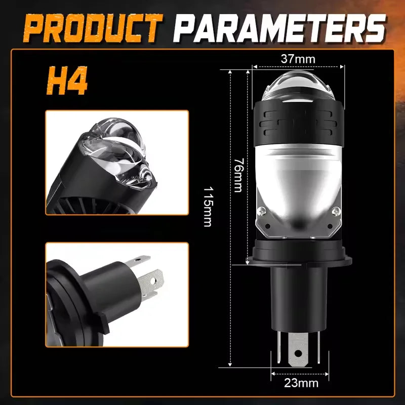 H4 LED Headlight Bulb – 6500K, CANBUS, Projector-Compatible