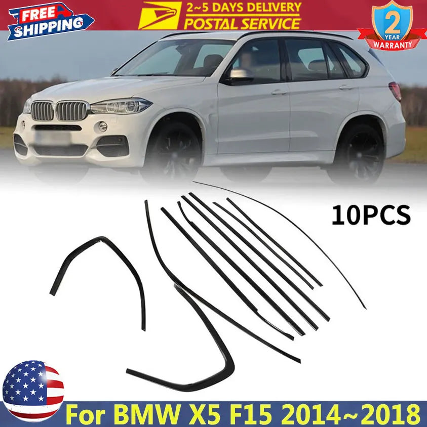 BMW X5 F15 10-Piece Gloss-Black Stainless Window Trim Set – 2014–2018