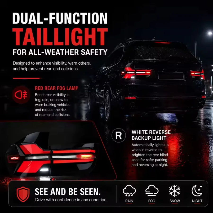 Smoked Black LED Tail Light Assembly Set for 2007–2013 BMW X5